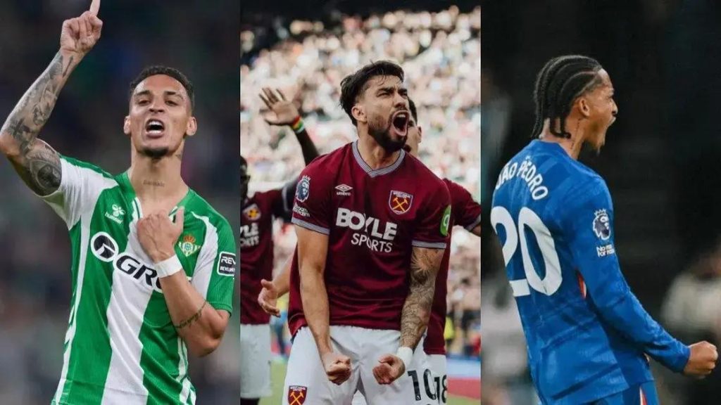 Antony, Paquetá e João Pedro comemoram seus gols