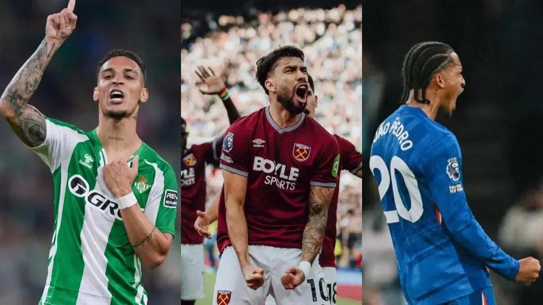 Antony, Paquetá e João Pedro comemoram seus gols